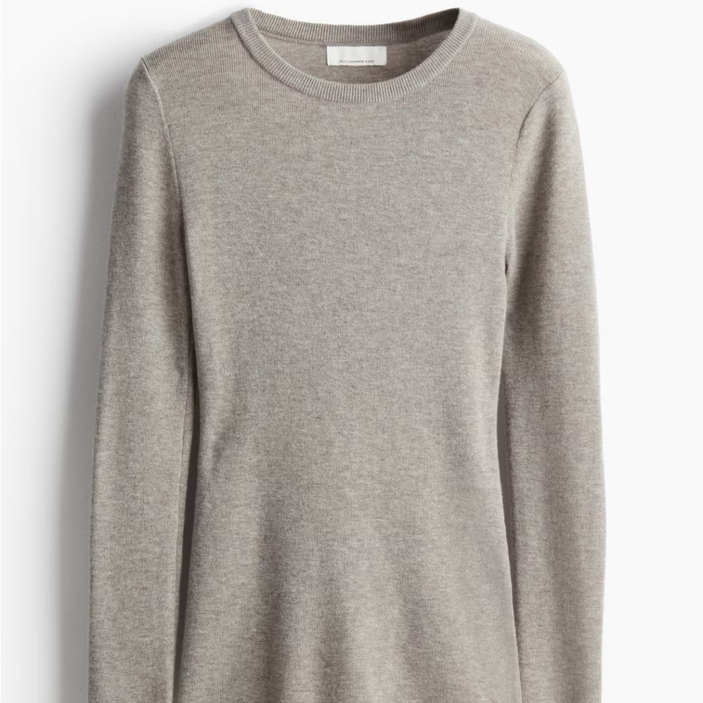 H&M Cashmere Wool Crewneck Sweater Light Gray Size S